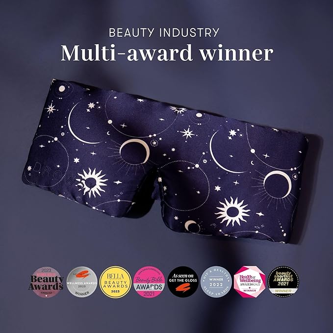 DROWSY Silk Sleep Mask - Face-Hugging, Padded Cocoon for Luxury Sleep in Total Darkness - 100% Pure Mulberry Silk (Cosmic Energy) - Bloomnest