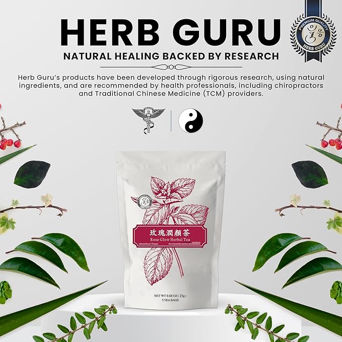 Rose Glow Herbal Blend | natural Herbal Tea With Rose, Goji Berry, Jujube, and Lily | Calming Floral Infusion and Relaxing Beverage | Includes 5 natural Tea Bags for Mindful Sipping