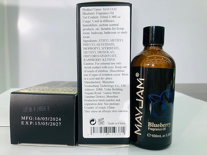 MAYJAM 100ML/3.38FL.OZ Blueberry Fragrance Oils with Glass Dropper, Essential Oils for Diffusers for Home, Long Lasting Scented Oils for Diffusers Soap Candle Making - Bloomnest