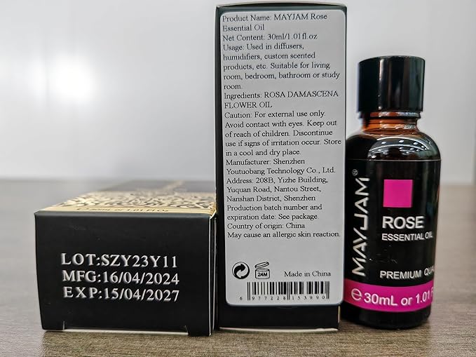 Rose Essential Oil 30ML/ 1.01FL.OZ, MAYJAM Pure Aromatherapy Rose Oil for Massage, Diffuser, Soap Making, Long Lasting Scents - Bloomnest