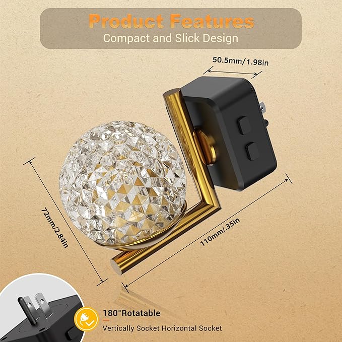 JandCase LED Night Light, 3000K Warm White & RGB Color Changing Night Lights Plug into Wall, Dusk to Dawn Light Sensor, 180° Rotatable Plug in Nightlights for Bathroom, Bedroom, Hallway - Bloomnest