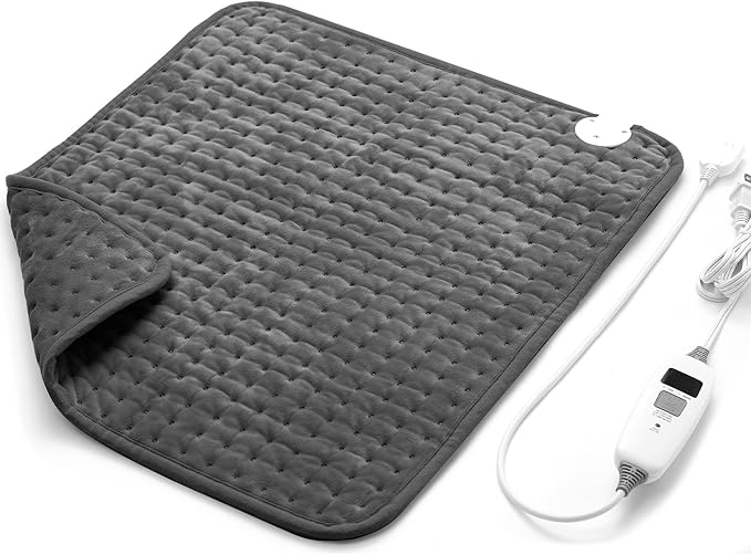 Electric Heating Pad for Back Pain Relief & Cramps - 6 Heat Settings,Auto Shut Off,Moist Heat Options,Portable Heated Pads for Neck/Shoulder Machine Washable Gift for Men Women,Grey,20"x24" - Bloomnest