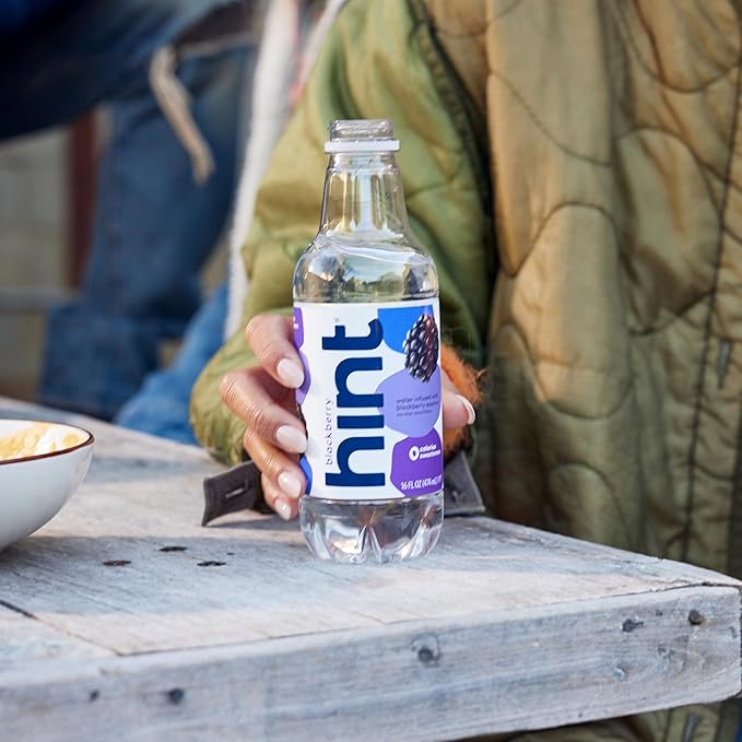 Hint Fruit-Infused Bottled Water, Blackberry - Sugar Free Flavored Water with Zero Calories, Natural Fruit Essences, and No Artificial Sweeteners - 16 Fl Oz (Pack of 12) - Bloomnest