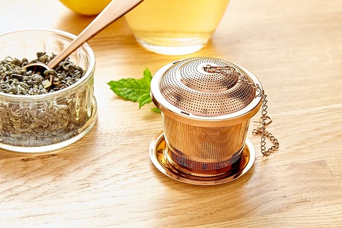 Tea Infuser (Set of 2) with Tea Scoop and Drip Dray - Ultra Fine Tea Strainer for Loose Leaf Tea - Stainless Steel Tea Steeper for a Superior Brewing Experience - Bloomnest