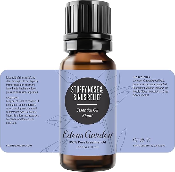 Edens Garden Stuffy Nose & Sinus Relief Essential Oil Blend- 100% Pure Premium Grade, Undiluted, Natural, Therapeutic, Aromatherapy, The Best for Diffusing, Skin, Face, Humidifiers 10 ml (.33 fl oz) - Bloomnest
