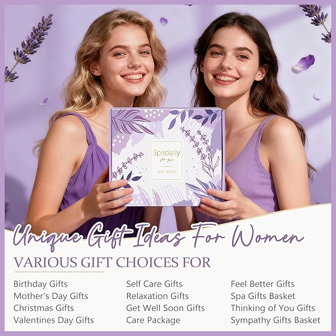 Gifts for Women, Self Care Gifts for Women, Lavender Relaxing Spa Gifts Basket Care Package for Christmas, Mother's Day, Birthday Gifts for Mom, Wife, Girlfriend, Sister, Her - Bloomnest