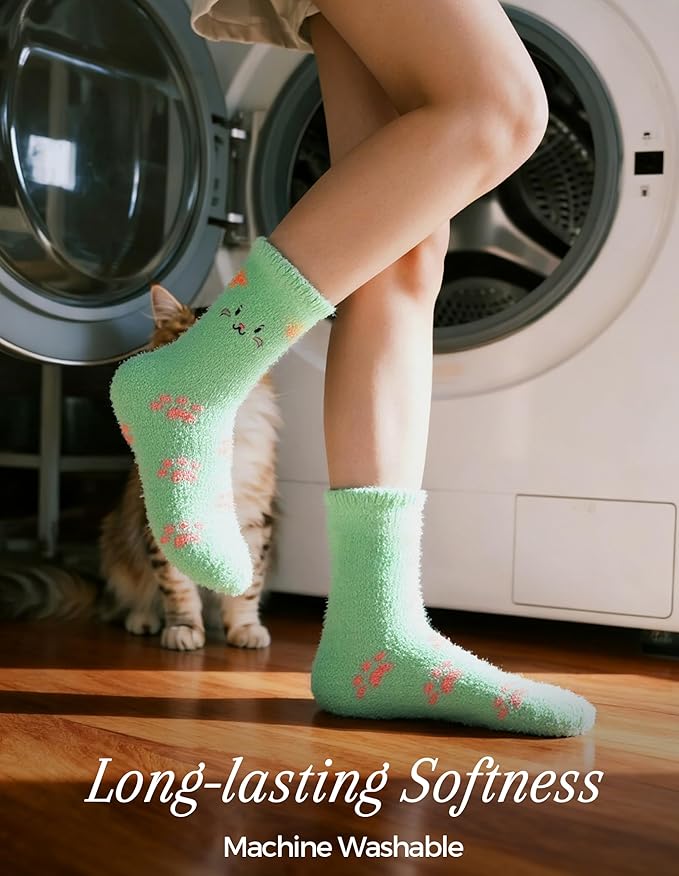 TEHOOK Warm & Cozy Valentines Gifts for Women, Fluffy Fuzzy Plush Sleeping Slipper Socks - Soft Warm Fabric