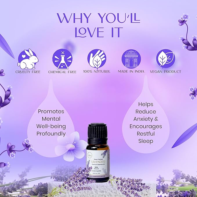 My Ace Lavender Essential Oil 0.33 fl oz – 100% Pure & Natural Lavandula Angustifolia – Undiluted Steam Distilled Oil for Diffuser, Aromatherapy, Skin, Hair & DIY Candle Making MyAce