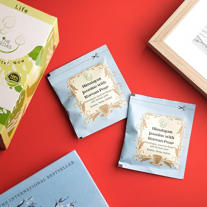 THE VEDAS Himalayan Jasmine With Korean Pear | Herbal Tea | Biodegradable Cotton Teabags | 40 Tea Bags(Pack of 2) - Bloomnest