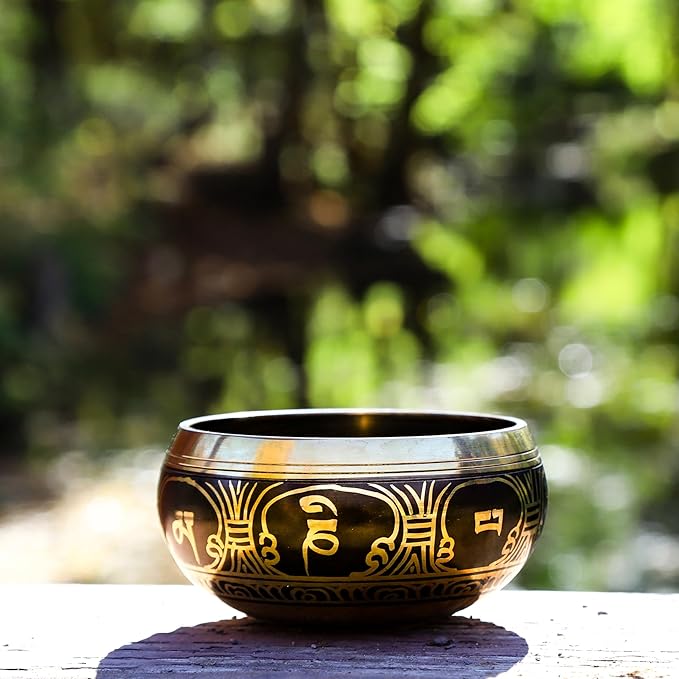 Tibetan Singing Bowl Set: 4.5 Inch Sound Healing Bowl Gift Set, Made in Nepal: For Meditation, Mindfulness, Reiki, Yoga, Chakra Balancing, Spiritual and Zen Decor, and Improved Focus and Relaxation - Bloomnest