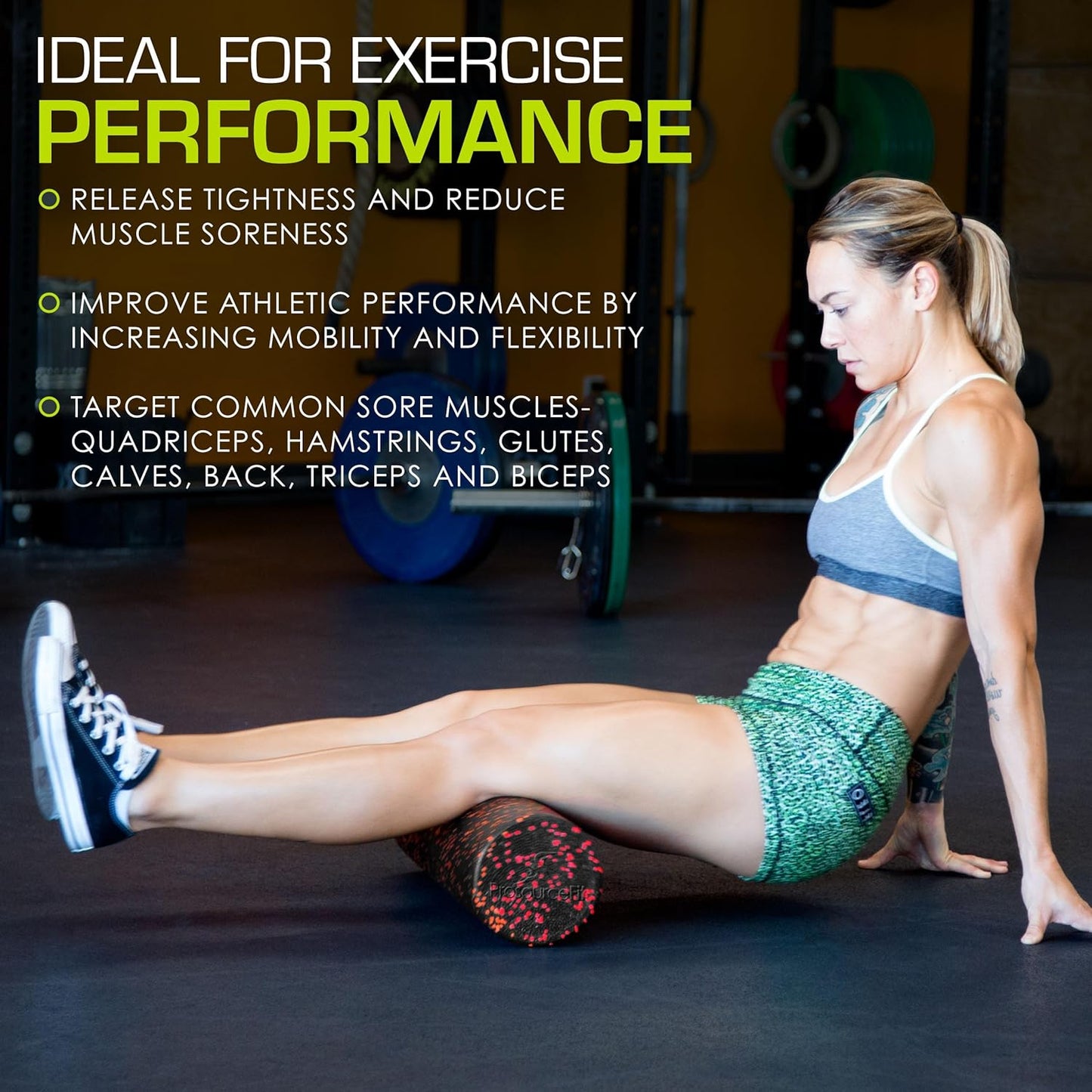 ProsourceFit High Density Foam Rollers 12 - inches Long, Firm Full Body Athletic Massage Tool for Back Stretching, Yoga, Pilates, Post Workout Muscle Recuperation, Black/Blue