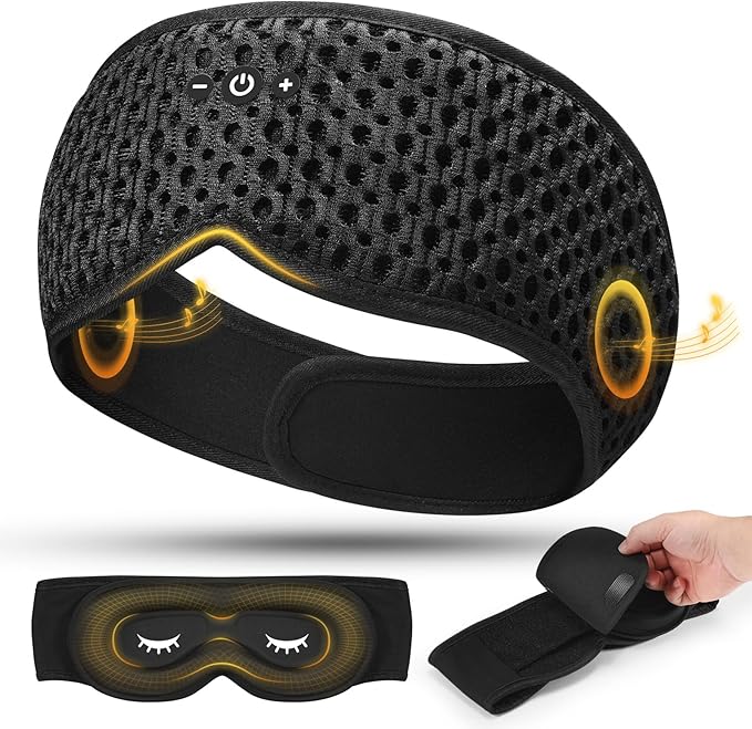 Bluetooth Sleep Mask HF016 Sleep Headphones with Detachable & Washable 3D Contoured Eye Mask, Integrated Adjustable Hook-and-Loop Eye Masks for Sleep, Perfect for Men/Women/Teens Sleep Gifts - Bloomnest