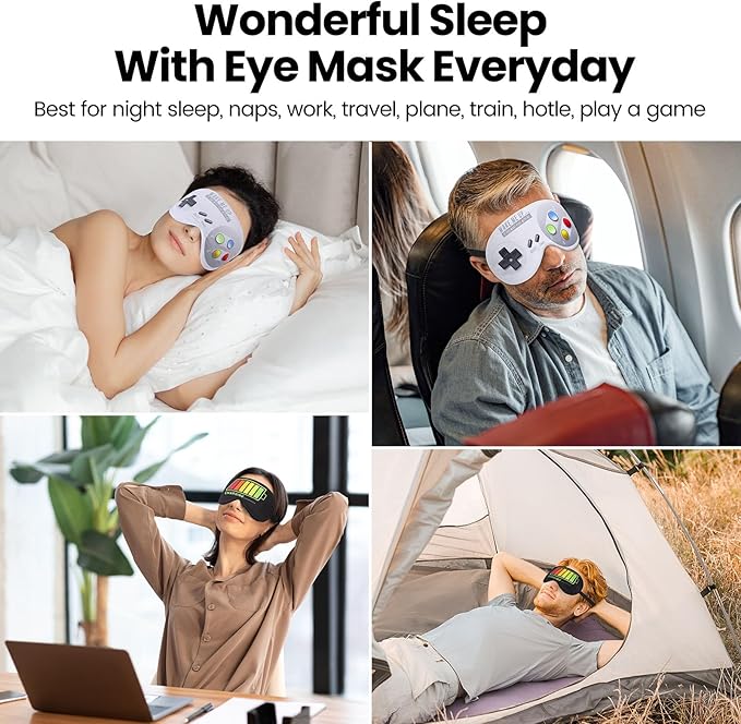 2 Pcs Sleep Eye Mask, Guys Blackout Sleeping Mask for Kids Adult Children's Travel Eye Mask Eye Cover Blindfold for Game - Bloomnest