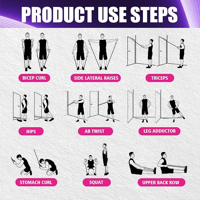 WHATAFIT Resistance Bands, Exercise Bands,Resistance Bands for Working Out, Work Out Bands with Handles for Men and Women Fitness, Strength Training Home Gym Equipment - Bloomnest