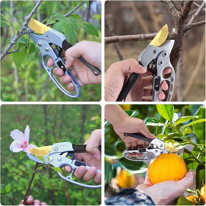 Ultra Sharp Germany Titanium Steel Pruning Shears - Cuts 3X Easier, Weak Hand Arthritis Snips, Rust-Resistant, Effortlessly 1-Inch Cut Capacity Garden Scissors, Ergonomic Handle - Bloomnest
