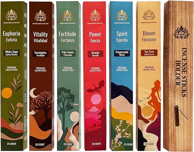 Aromatic Incense Sticks Gift Set – 120 Natural & Non-Toxic Incense Sticks | 6 Soothing Scents | Home, Meditation, Relaxation & Yoga | Free Incense Holder | Inciensos - Gifts for Women - Bloomnest