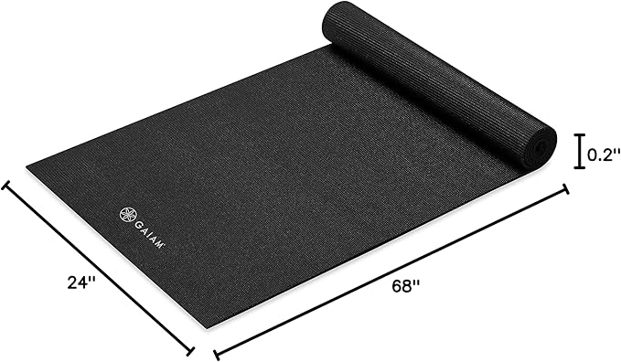Gaiam Yoga Mat - Premium 5mm Solid Thick Non Slip Exercise & Fitness Mat for All Types of Yoga, Pilates & Floor Workouts (68" x 24" x 5mm) - Bloomnest