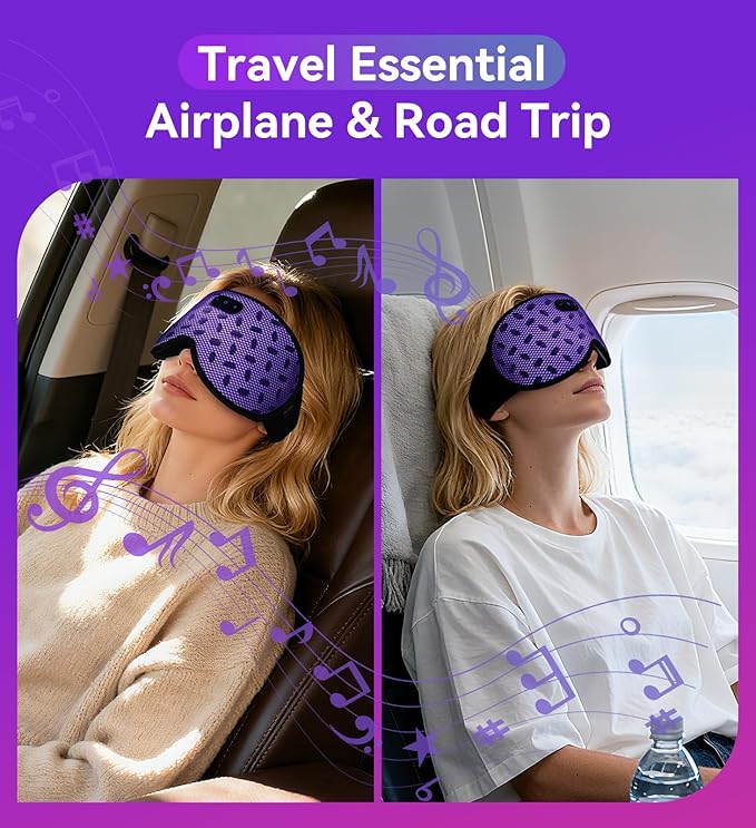Sleep Eye Mask Bluetooth Headphones - 3D Contoured Zero Pressure Sleeping Masks 100% Blackout Eye Cover Breathable Sleeping Mask for Side Sleepers Wireless Earphone Ear Muff Headband Women Men Gift - Bloomnest