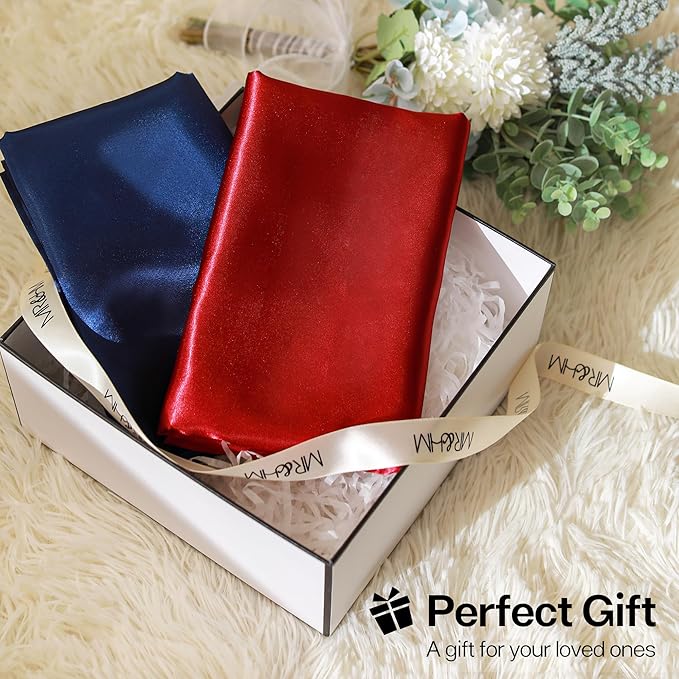 MR&HM Satin Pillowcase for Hair and Skin, Silk Satin Pillowcase 2 Pack, Queen Size Pillow Cases Set of 2, Silky Pillow Cover with Envelope Closure (20x30, Black Striped) - Bloomnest