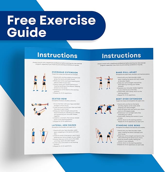 RMS Resistance Bands with Instruction Guide & Carry Bag - Latex Free Exercise Band for Working Out, Physical Therapy, Rehab, Stretch, Yoga & Pilates, Set of 3 - Bloomnest
