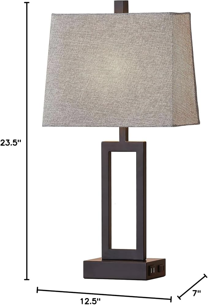 23.5" Touch Control Table Lamps Set of 2, Bedside Lamp with 2 USB Charging Ports & AC Outlet, 3-Way Dimmable Modern Nightstand Lamp for Living Room Bedroom End Table Office(2700K 2 LED Bulbs Included) - Bloomnest
