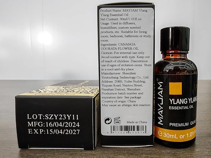 MAYJAM Ylang Ylang Essential Oil with Glass Dropper, MAYJAM 1.01fl.oz Ylang Ylang Oil Essential Oils for Diffusers, Humidifier, Yoga, Soap Candle Making - Bloomnest