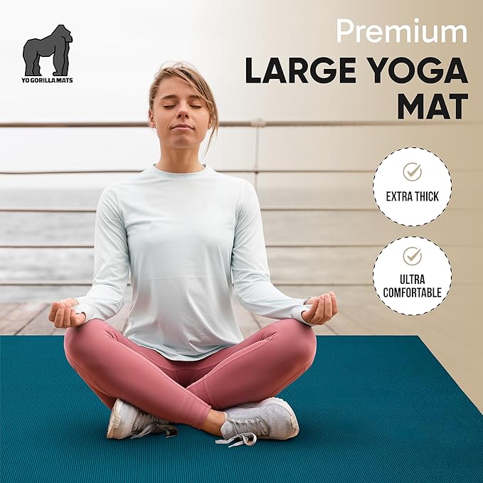 Gorilla Mats Premium Extra Large Yoga Mat – 9' x 6' x 8mm Extra Thick & Ultra Comfortable, Non-Slip Barefoot Exercise Mat – Works Great on Any Floor for Stretching, Cardio or Home Workouts - Bloomnest