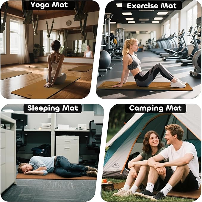 Non-slip TPE Yoga Mat for Women & Men,72"x24" Double-Sided Workout Mat for Home Gym Pilates Fitness,1/4 Inch Packable Lightweight Exercise Mat with Strap for Travel,Non Toxic Exercise Floor Mat - Bloomnest