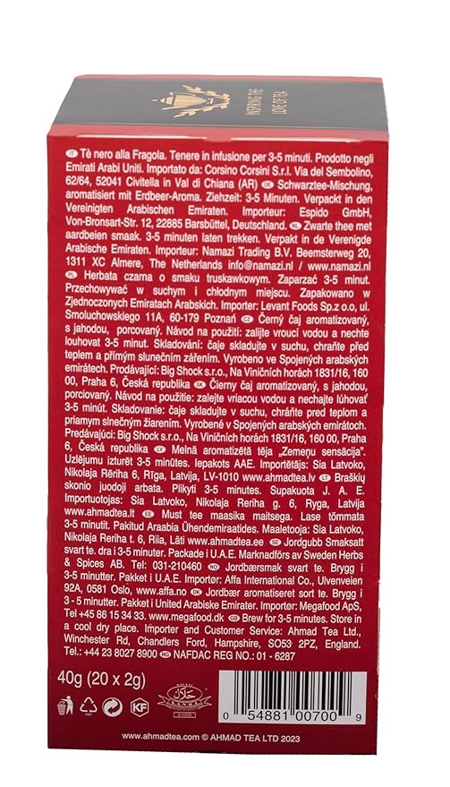Ahmad Teas - Strawberry Black Tea 1.4oz - 20 Tea Bags - Bloomnest