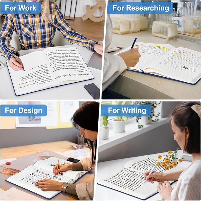 COMIX A4 Lined Journal Notebooks, 240 Pages, Large Size-8.5" x 11", Navy, Hardcover Journaling Notebooks for Men & Women- Fits for Office, Business, School, Notes Taking & Writing - Bloomnest