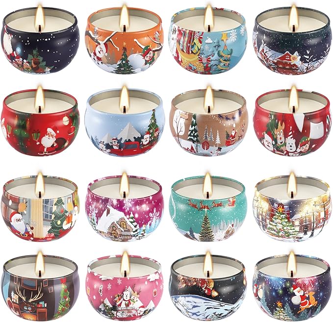 16Pack Christmas Scented Candles Gift- Aromatherapy Candle-Soy Wax-Long Lasting Burn time, Christmas Thanksgiving Gifts for Women,Home Decor - Bloomnest
