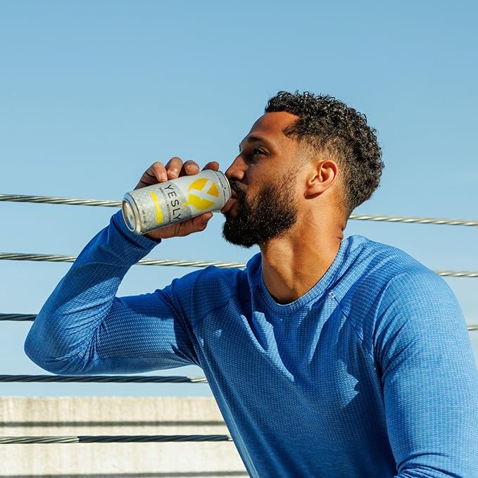 Yesly Functional Water, Lemon, Naturally Flavored Still Water with Electrolytes, Magnesium, Potassium, Vitamin C, B6 & B12, Zero Sugar, No Artificial Sweeteners, Caffeine Free, 16 Fl Oz Cans, 12 Pack - Bloomnest