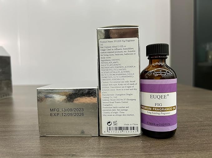 EUQEE Fig Fragrance Oil, Premium Fig Essential Oil 2.02 Fl oz with Glass Dropper for Diffusers, DIY Bath Bombs, Candle Making - 60ML - Bloomnest