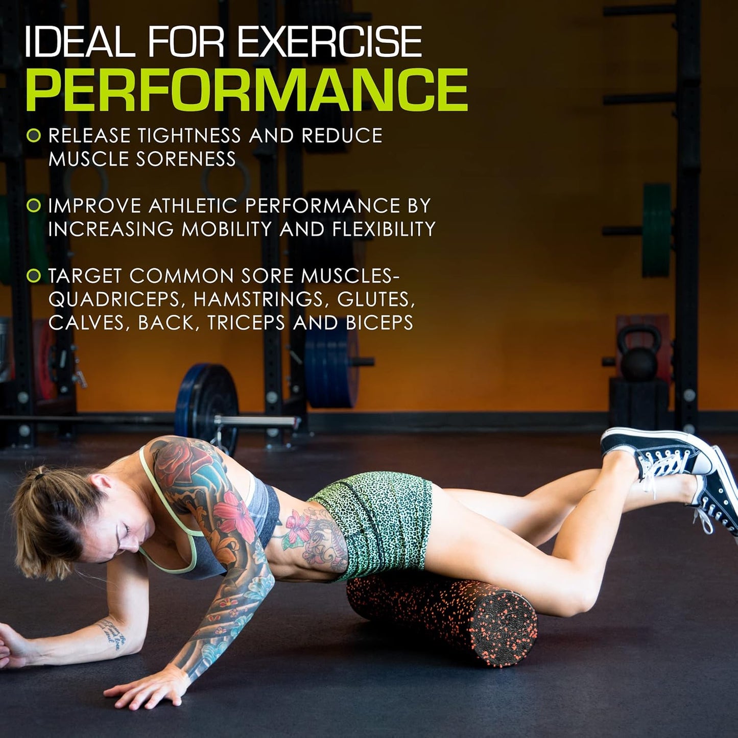 ProsourceFit High Density Foam Rollers 12 - inches Long, Firm Full Body Athletic Massage Tool for Back Stretching, Yoga, Pilates, Post Workout Muscle Recuperation, Black/Blue