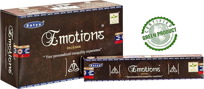 EARTH Satya Emotions Incense Sticks 15 GMS (Pack of 12) (Green Certified) Indian Perfumed Hand Rolled Agarbatti Perfect for Worship,Relaxation, Medication. Earth