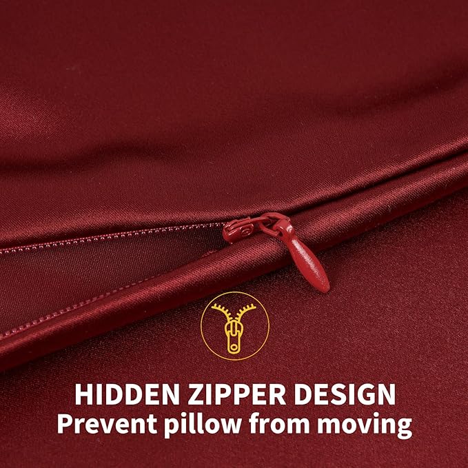 ZIMASILK 100% Mulberry Silk Pillowcase for Hair and Skin Health,Soft and Smooth,Both Sides Premium Grade 6A Silk,600 Thread Count,with Hidden Zipper,1pc (Standard 20''x26'',Burgundy) - Bloomnest