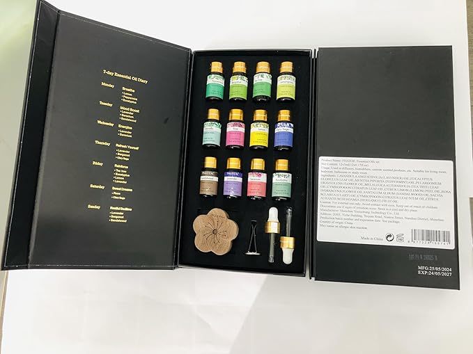 PHATOIL Essential Oil Set, 12x5ml Essential Oils Gift Set with Diffused Wood, 100% Natural Pure Essential Oils for Diffusers DIY Candle Soap Making - Bloomnest