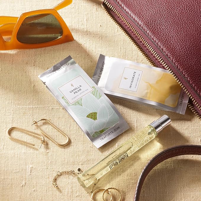 Tea Forte Wellness Tea Assortment Single Steeps Loose Leaf Premium Tea Gift Set Sampler, 15 Count 3 of Each Assorted Blends, Pre-Portioned Single Serve Pouches, Steeps 12 oz