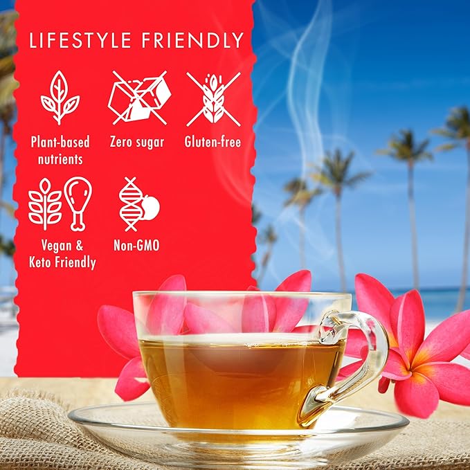 Mana Hibiscus Herbal Black Tea - All Natural Wellness Tea, Refreshing, Uplifting and Energizing with Cinnamon & Mint - Supports Immune Health 20 Bags - Bloomnest