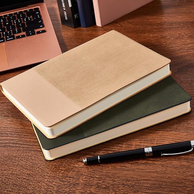 Lined Journal Notebook for Work College Ruled Note Book 5.79"x8.27" A5 PU Leather Daily Journaling 216 Pages for Women Men Writing Home School Supplies Business (Khaki) - Bloomnest