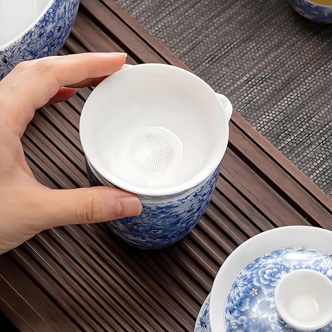 ICHAG Chinese Tea Set, Gongfu Tea Sets for Adults, Asian Gaiwan Teaset, 14-Piece Yangzhi Jade (羊脂玉茶具) with Suspended Gaiwan & Tea Pet, Portable Travel Teaset for Home, Outdoor, Office Gifts - Bloomnest