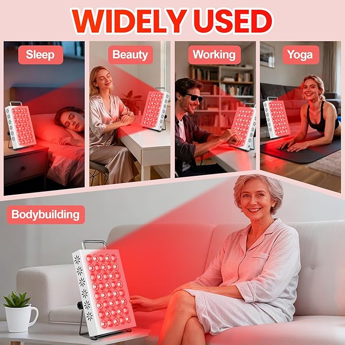 AearKing Red Light Therapy for Face and Body, 660nm & 850nm Near Infrared Red Light Therapy Panel with Adjustable Stand, Portable Dual Chip LED Red Light Therapy Lamp with Timer & 5 Brightness Levels AearKing