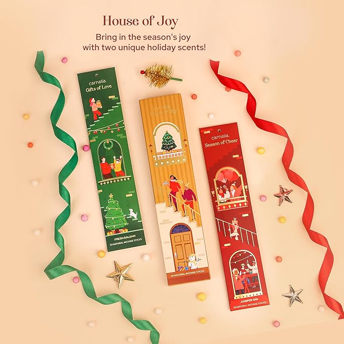 Carnatia House of Joy Incense Sticks – Set of 2 Uplifting Scents | Festive, Long-Lasting Aromas for Holiday Cheer, Cozy Gatherings & a Joyful Home! - Bloomnest