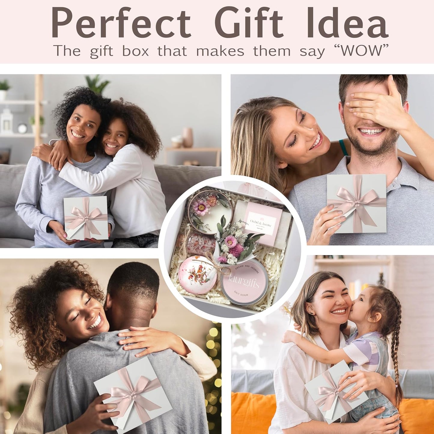 Birthday Gifts for Women – Luxury Bath Sets & Self Care Box – Christmas Gifts for Women – Small Orchid & Jasmine Spa Basket for Mom, Sister, or Friend