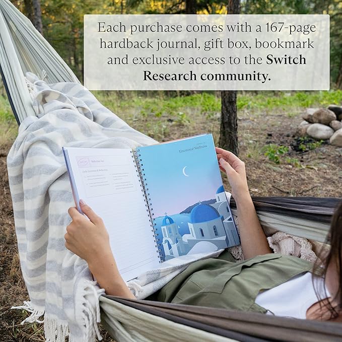 Switch Research Emotions Journal - Self Care Journal - Psychologist-Backed Manifestation Journal - Therapist Recommended Affirmation - Beautiful Self Care for Women - Size: A4