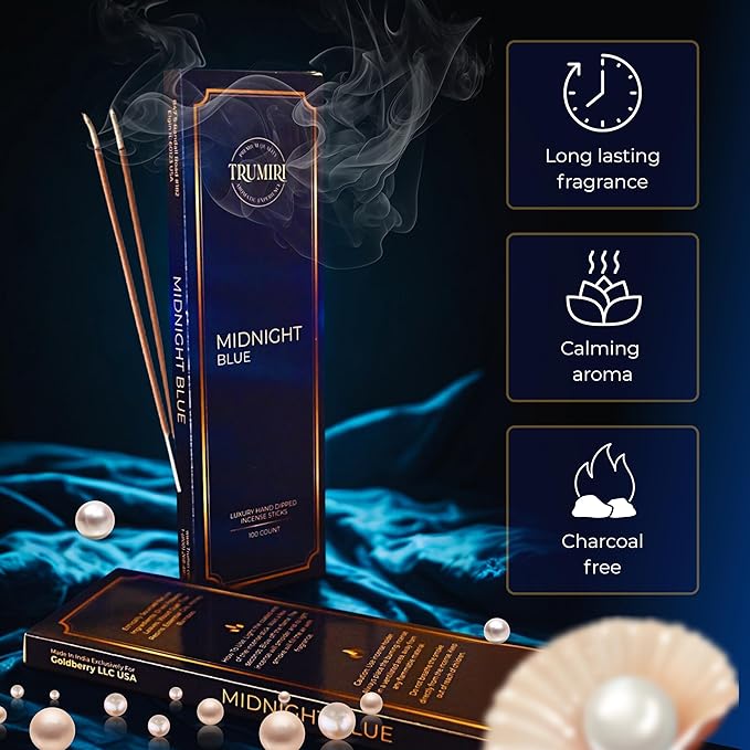 Midnight Blue Incense Sticks - Pack of 100 Inscents-Sticks - Inciensos Aromaticos para La Casa - Made with Natural Ingredients - Scented Insence Non Toxic Insense Incents