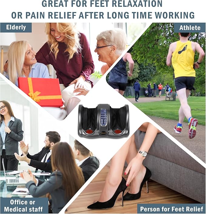 H&B Luxuries Shiatsu Foot Massager Machine with Remote Controller, Kneading and Rolling Home Massagers for Feet, Ankle, Calf, Leg, Ideal for Men, Women, Father, Mom Parents and The Elderly, Gray