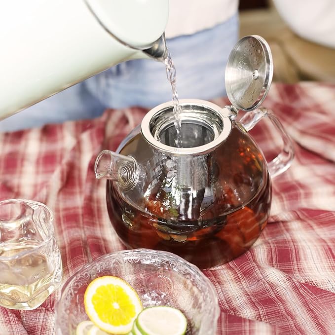 LIBWYS 1500ml(51oz) Glass Teapot, Teapot with Removable Infuser, Stovetop Safe Tea Pot made of Heat-resistant Borosilicate Glass, Blooming and Loose Leaf Tea Maker, Easy to Clean - Bloomnest
