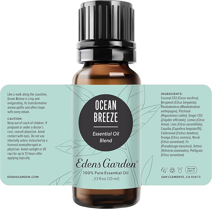 Edens Garden Ocean Breeze Essential Oil Blend- 100% Pure Premium Grade, Undiluted, Natural, Therapeutic, Aromatherapy, The Best for Diffusing, Candle, Laundry, Humidifiers 10 ml (.33 fl oz) EdensGarden