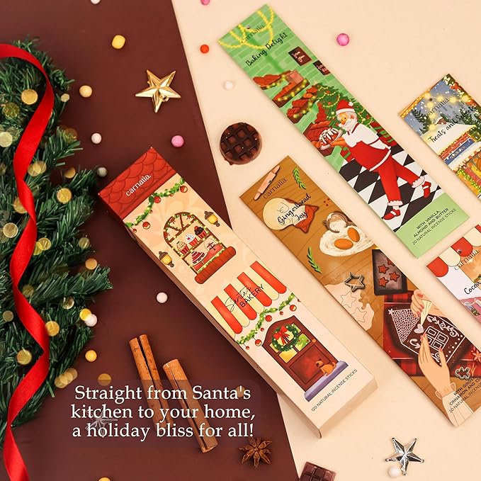 Carnatia Santa's Bakery Incense Set – 6 Warm & Cozy Scents | Holiday-Inspired Aromas for Year-Round Comfort & Joy! - Bloomnest